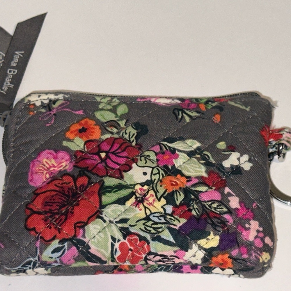 Vera Bradley Grey Floral Wallet Keychain